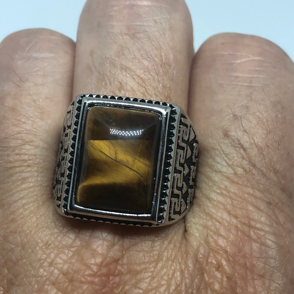 Vintage Tiger’s Eye Stainless Steel Ring